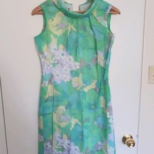 Vintage Japan 1960's Light Green Floral Dress